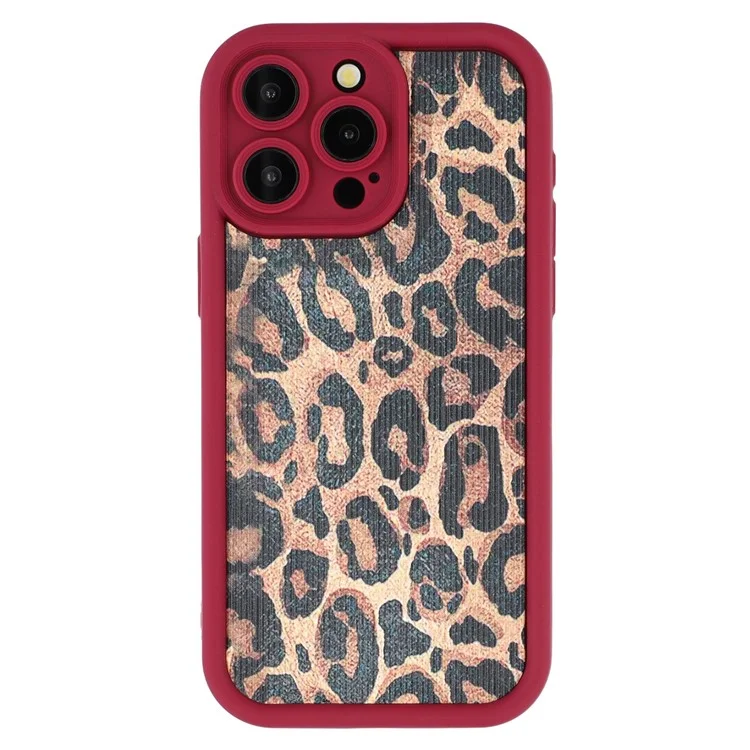For iPhone 15 Pro Case Leopard Print TPU Precise Cutout Phone Cover - Red