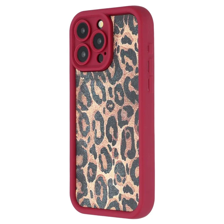 For iPhone 15 Pro Case Leopard Print TPU Precise Cutout Phone Cover - Red