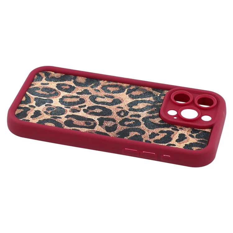 For iPhone 15 Pro Case Leopard Print TPU Precise Cutout Phone Cover - Red
