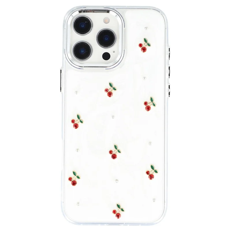 For iPhone 16 Pro Max Case 3D Epoxy Cherry Design Soft TPU Back Cover