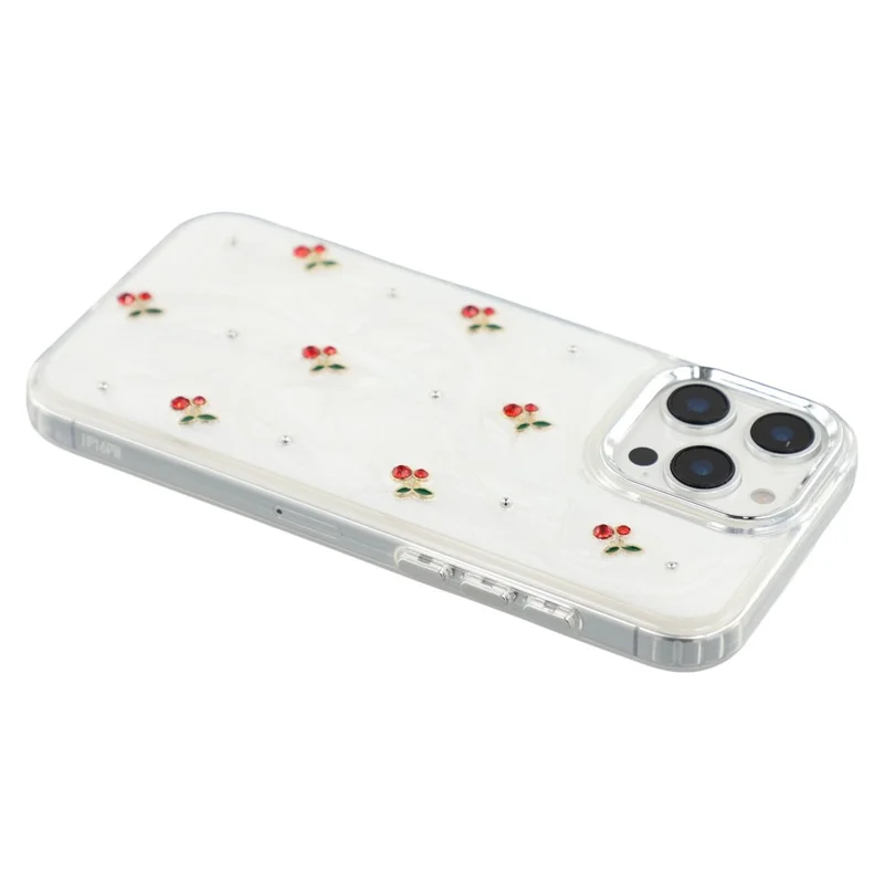 For iPhone 16 Pro Max Case 3D Epoxy Cherry Design Soft TPU Back Cover