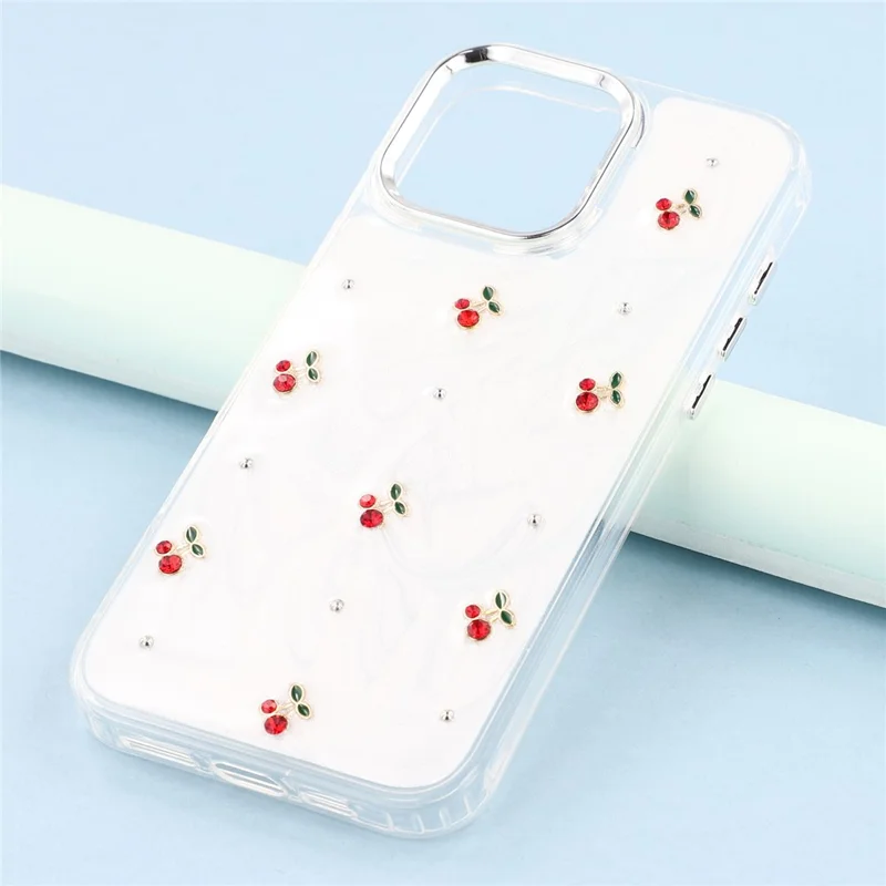 For iPhone 16 Pro Max Case 3D Epoxy Cherry Design Soft TPU Back Cover