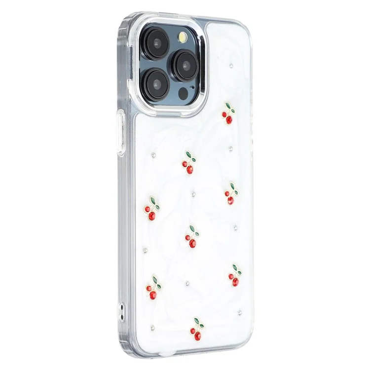 Für iPhone 15 Pro Max Hülle 3D Epoxy Kirsche Design Weiche TPU Rückseite