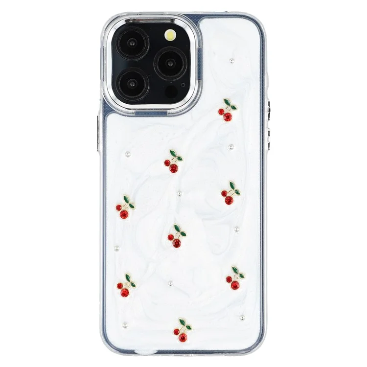 Für iPhone 15 Pro Max Hülle 3D Epoxy Kirsche Design Weiche TPU Rückseite
