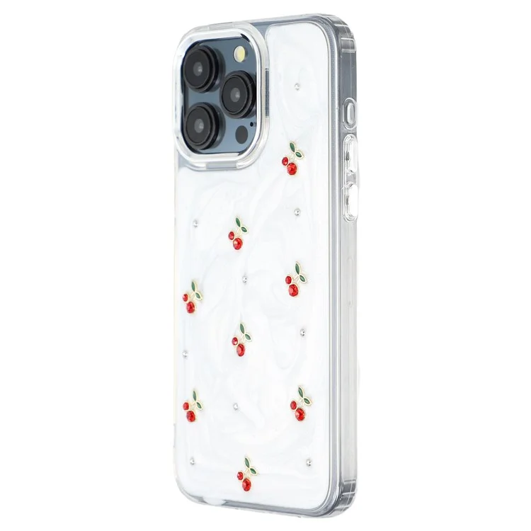 Für iPhone 15 Pro Max Hülle 3D Epoxy Kirsche Design Weiche TPU Rückseite