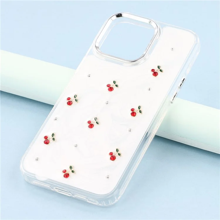 Für iPhone 15 Pro Max Hülle 3D Epoxy Kirsche Design Weiche TPU Rückseite