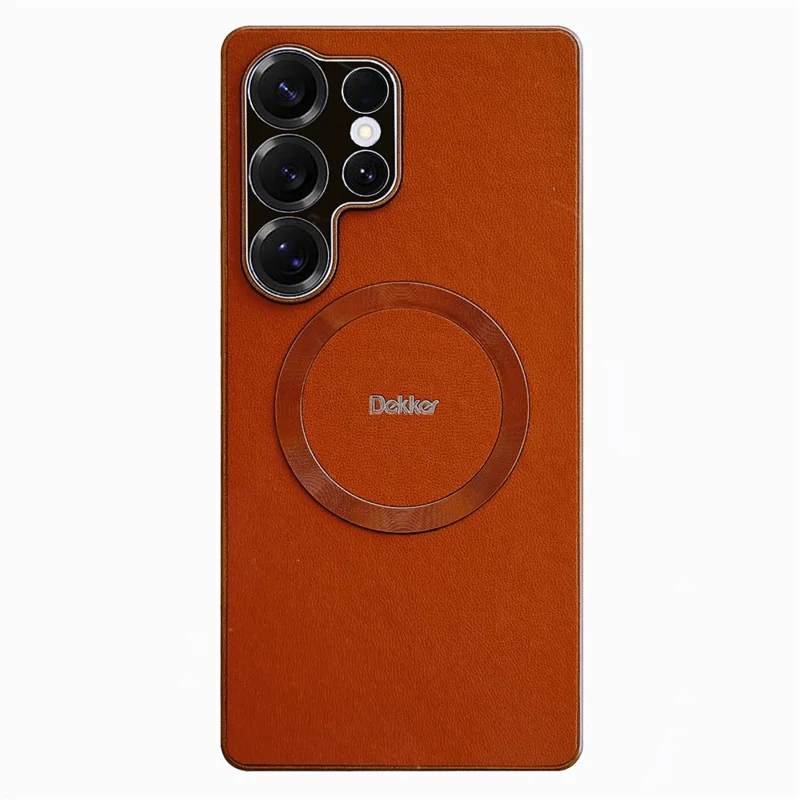 DEKKER For Samsung Galaxy S25 Ultra Magnetic Case PU + TPU Phone Back Cover - Orange
