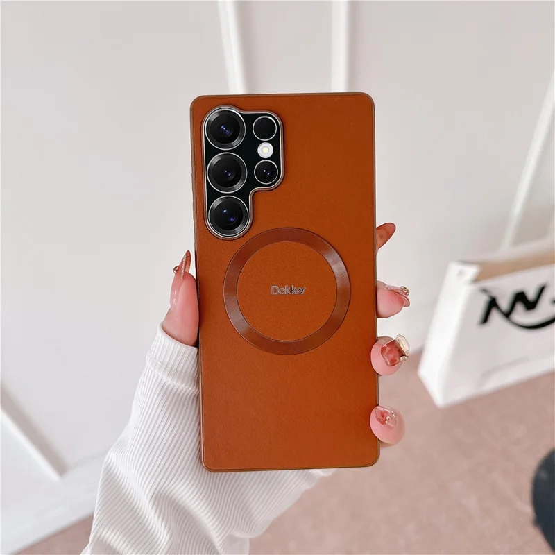 DEKKER For Samsung Galaxy S25 Ultra Magnetic Case PU + TPU Phone Back Cover - Orange
