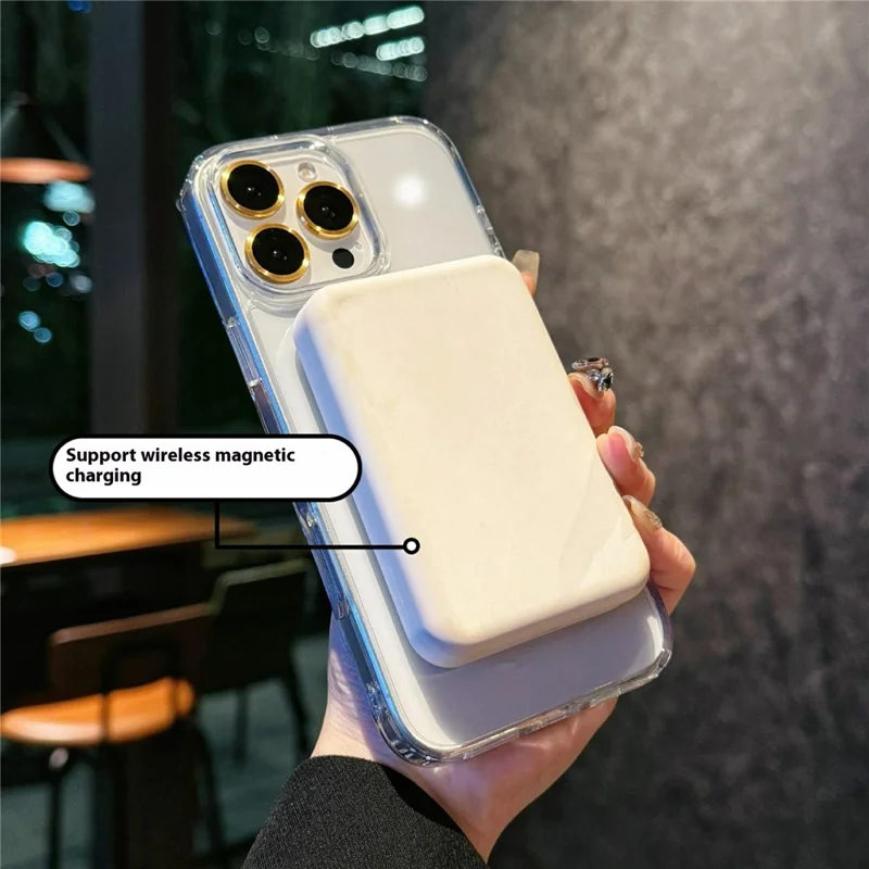 Funda para iPhone 16 Pro Max de TPU + Acrílico Transparente con Anillo de Purpurina y Soporte - Oro