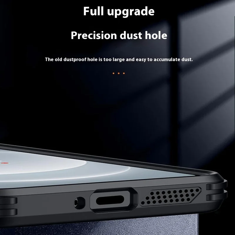 Funda para Xiaomi 15 Ultra de PC + TPU Transparente con Cubierta de Lente de Cristal y Soporte Plegable