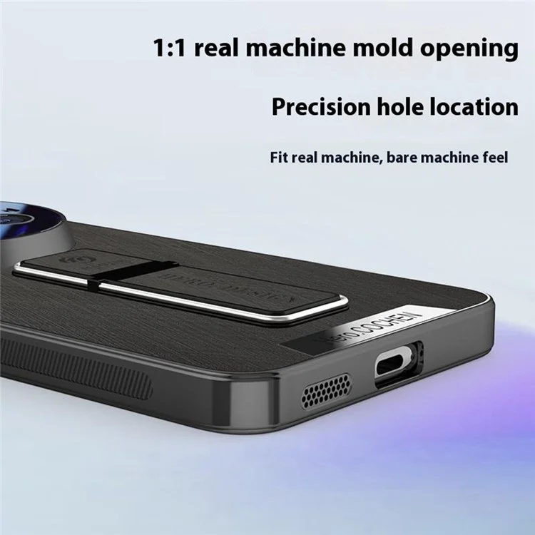 Pour Xiaomi 15 Ultra Étui avec Béquille, Anti-Empreintes Texture Soyeuse PU + TPU Coque Arrière de Téléphone - Noir