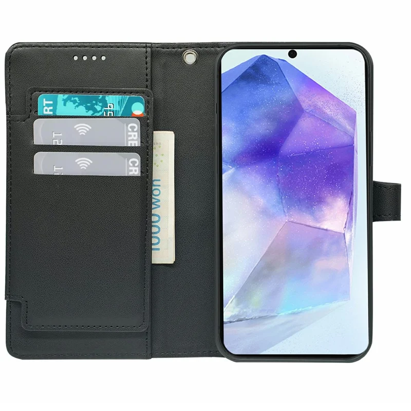 For Samsung Galaxy A16 5G / A16 4G Case with 9 Card Slots PU Leather Stand Phone Cover - Black
