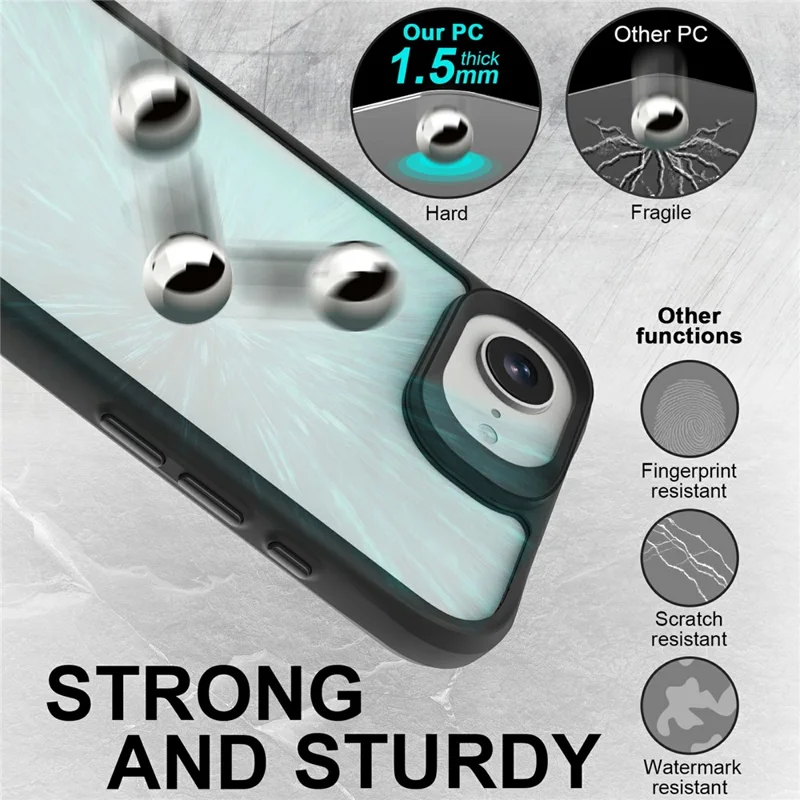 For iPhone 16e Case Hybrid Hard PC Soft TPU Shockproof Phone Cover - Black