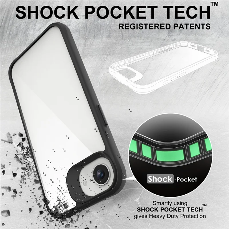 For iPhone 16e Case Hybrid Hard PC Soft TPU Shockproof Phone Cover - Black
