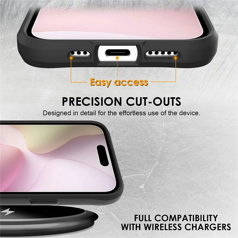 For iPhone 16e Case Hybrid Hard PC Soft TPU Shockproof Phone Cover - Black