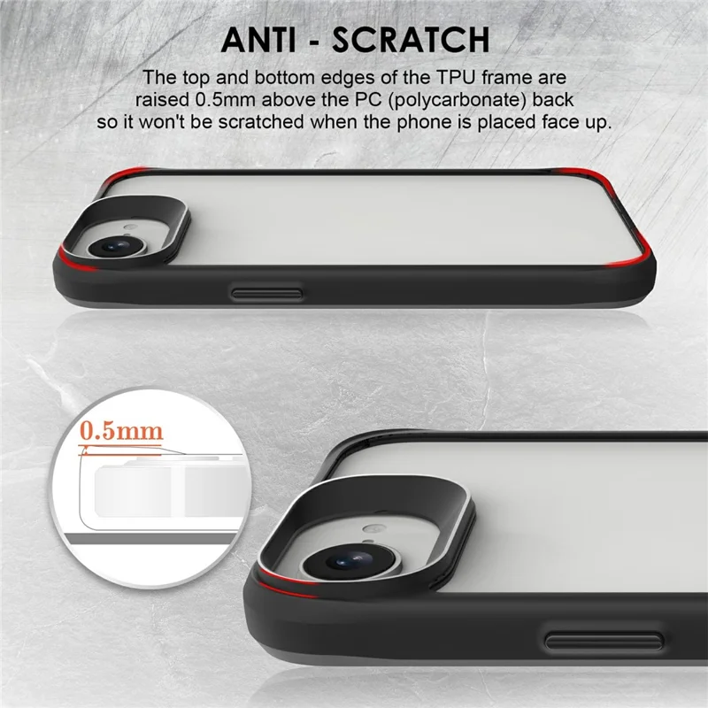 For iPhone 16e Case Hybrid Hard PC Soft TPU Shockproof Phone Cover - Black
