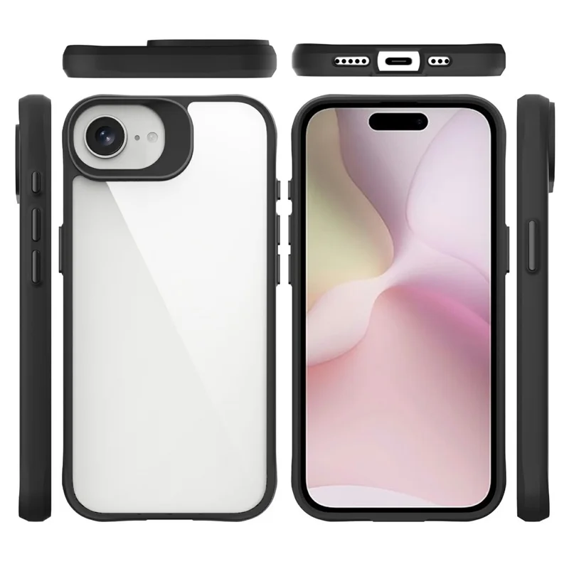 For iPhone 16e Case Hybrid Hard PC Soft TPU Shockproof Phone Cover - Black
