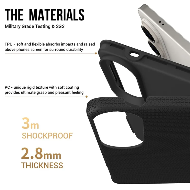 For Samsung Galaxy S25 Edge Case TPU + PC Four Corner Anti-Drop Phone Cover - Black