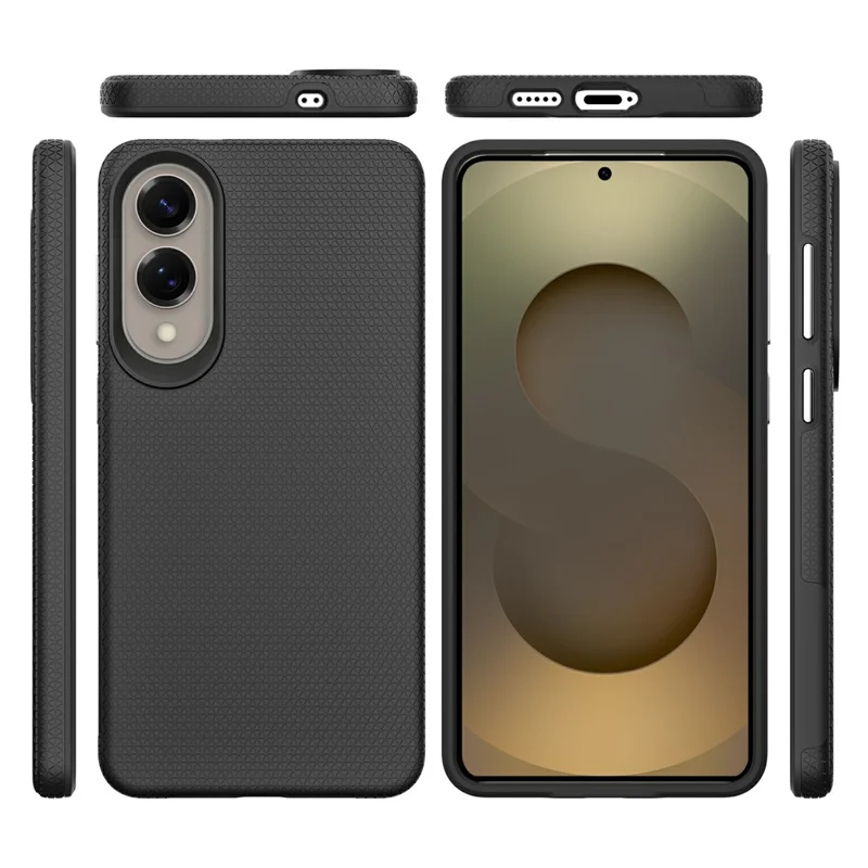 For Samsung Galaxy S25 Edge Case TPU + PC Four Corner Anti-Drop Phone Cover - Black