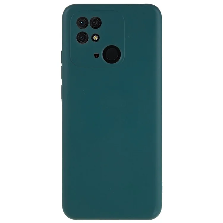 Funda de TPU de 2.0 mm de grosor para Xiaomi Redmi 10C 4G, funda protectora de silicona líquida con textura de borde curvo - Verde Medianoche