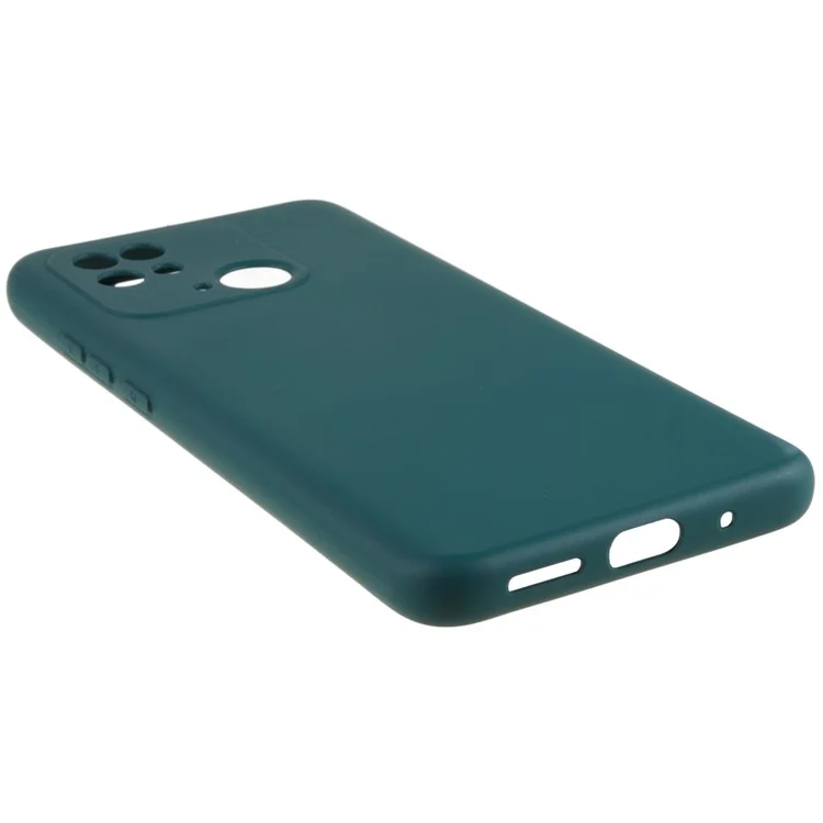 Funda de TPU de 2.0 mm de grosor para Xiaomi Redmi 10C 4G, funda protectora de silicona líquida con textura de borde curvo - Verde Medianoche