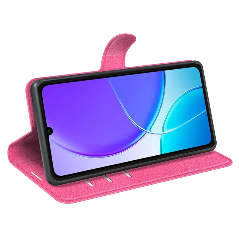 For vivo Y04 4G Case Litchi Texture Shockproof Leather Wallet Phone Cover - Rose