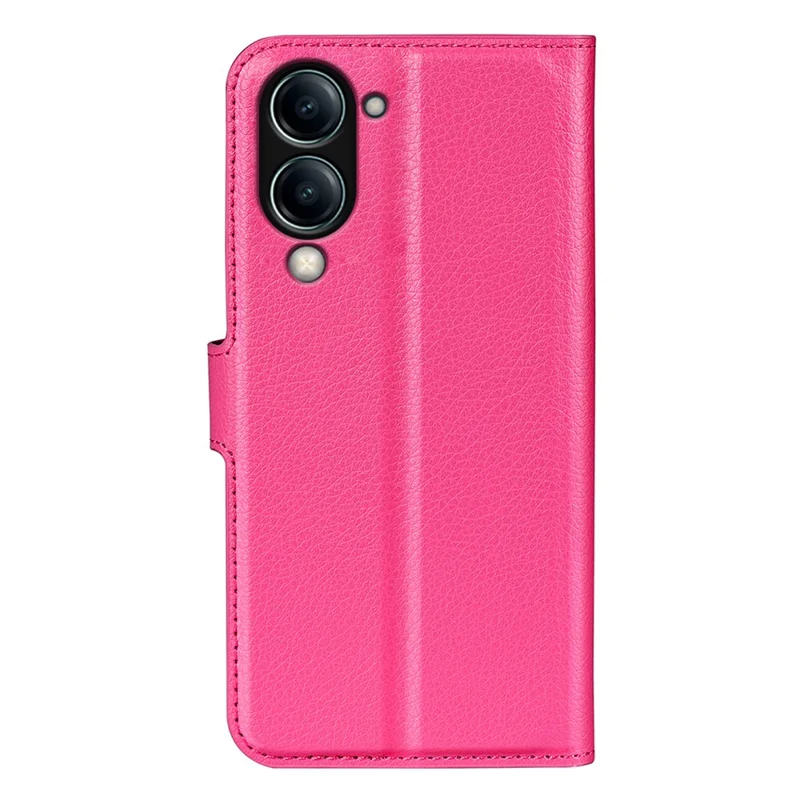 For vivo Y04 4G Case Litchi Texture Shockproof Leather Wallet Phone Cover - Rose