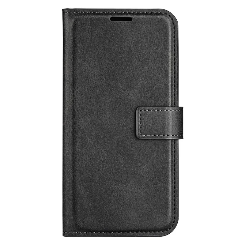 For Samsung Galaxy A06 5G Stand Case Anti-Scratch Calf Texture Leather Phone Cover - Black