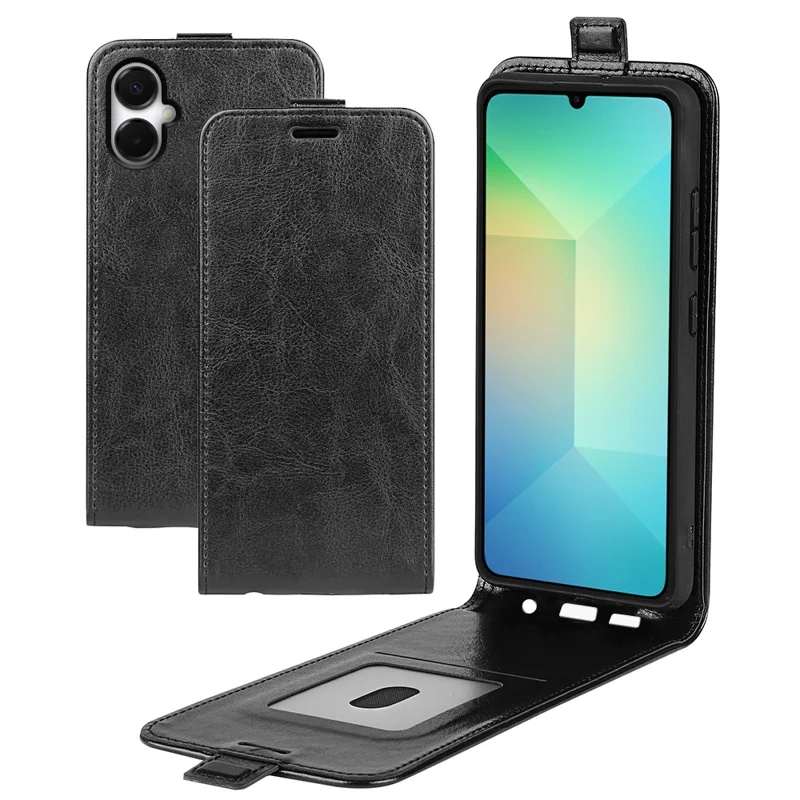 Per Samsung Galaxy A06 5G Custodia con slot per schede Flip verticale in pelle Custodia per telefono - Nero