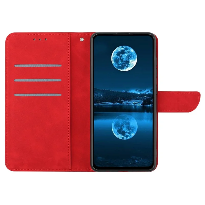 For vivo V50 5G Case Skin Touch Lines Imprinted PU Leather Flip Phone Cover - Red