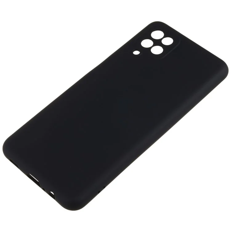 Für Samsung Galaxy A12 / M12 / A12 Nacho 4G Flüssiger Silikon-Textur-Mobiltelefon-Fallschutz 2,0 mm dicke Arc-Edge-TPU-Hülle - Schwarz