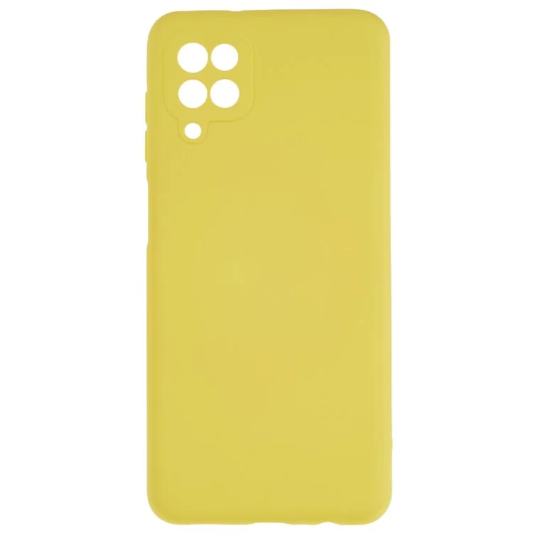 Para Samsung Galaxy A12 / M12 / A12 Nacho 4G Textura de silicona líquida Celphone a prueba de caídas Cubierta 2.0mm Borde de arco grueso Funda de TPU - Amarillo