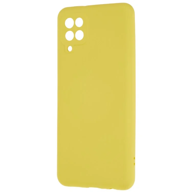Para Samsung Galaxy A12 / M12 / A12 Nacho 4G Textura de silicona líquida Celphone a prueba de caídas Cubierta 2.0mm Borde de arco grueso Funda de TPU - Amarillo