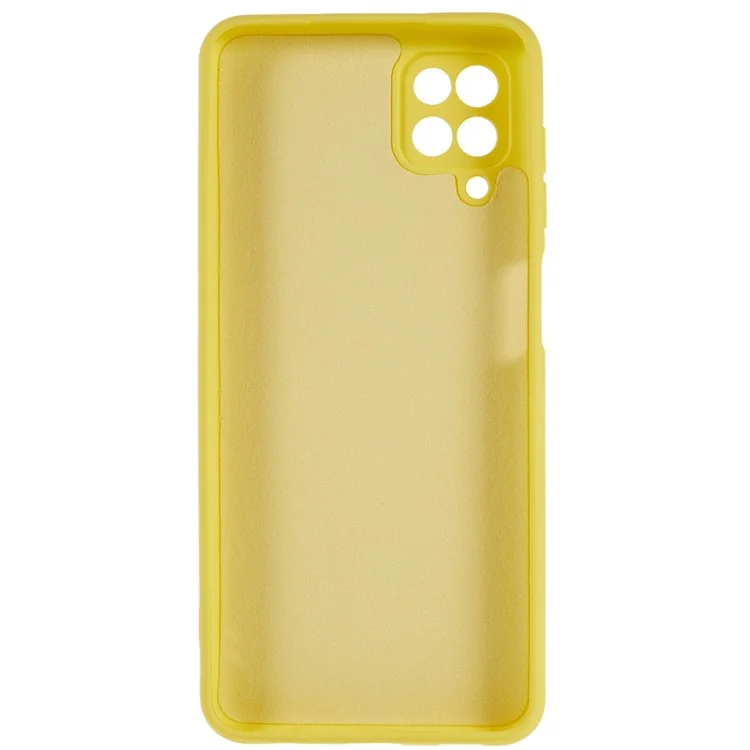 Para Samsung Galaxy A12 / M12 / A12 Nacho 4G Textura de silicona líquida Celphone a prueba de caídas Cubierta 2.0mm Borde de arco grueso Funda de TPU - Amarillo
