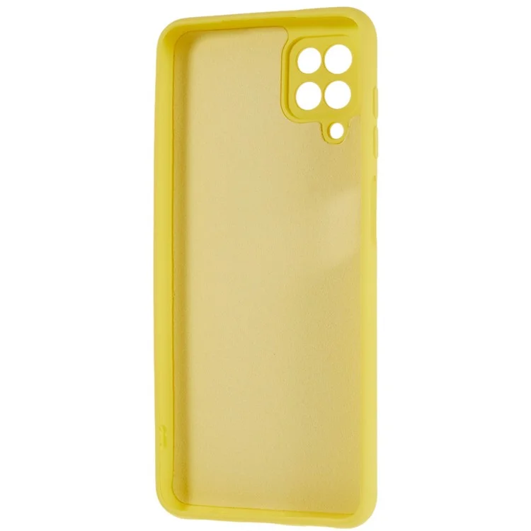 Para Samsung Galaxy A12 / M12 / A12 Nacho 4G Textura de silicona líquida Celphone a prueba de caídas Cubierta 2.0mm Borde de arco grueso Funda de TPU - Amarillo