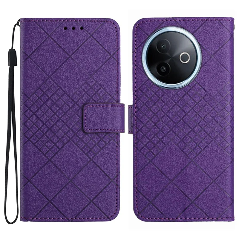 For vivo Y39 5G Phone Case Wallet Imprint PU Leather Flip Folio Cover - Dark Purple