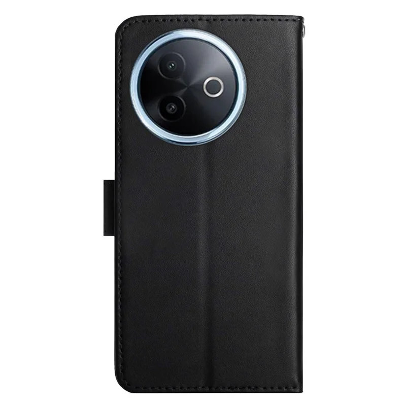 For vivo Y39 5G Case Genuine Cow Leather Phone Cover Nappa Texture - Black
