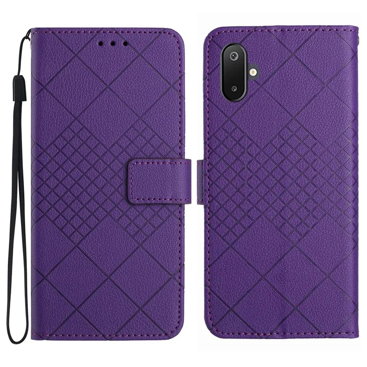 Capa Carteira para Samsung Galaxy F06 5G / M06 5G em Couro PU com Estampa, Flip Folio - Roxo Escuro