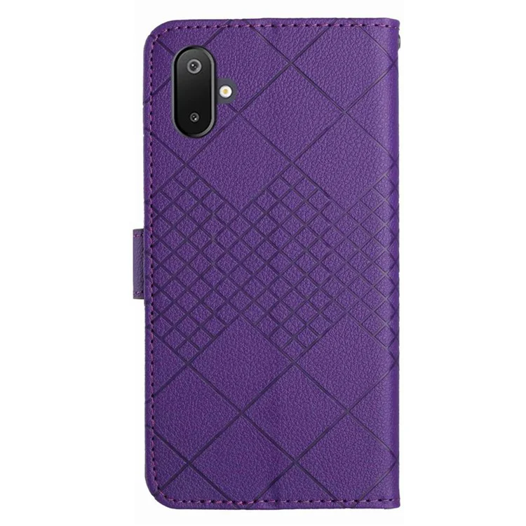Capa Carteira para Samsung Galaxy F06 5G / M06 5G em Couro PU com Estampa, Flip Folio - Roxo Escuro