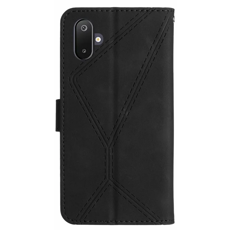 Capa para Samsung Galaxy F06 5G / M06 5G com Linhas Impressas em Couro PU com Toque Flip - Preto