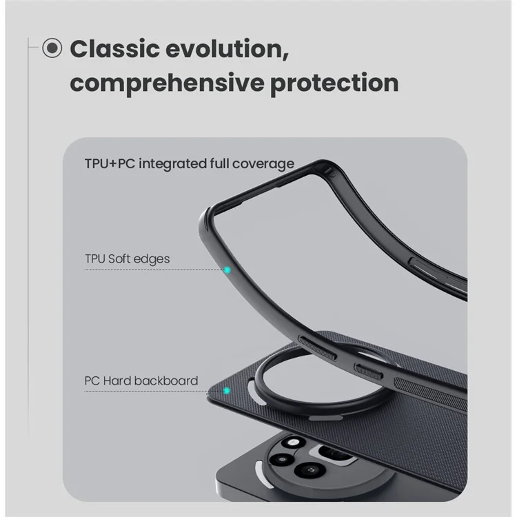 NILLKIN Frosted Shield Pro per Nothing Phone (3a) Pro Cover Opaco PC + TPU - Nero
