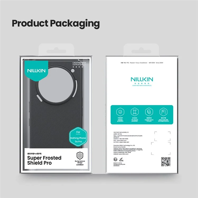 NILLKIN Frosted Shield Pro per Nothing Phone (3a) Pro Cover Opaco PC + TPU - Nero