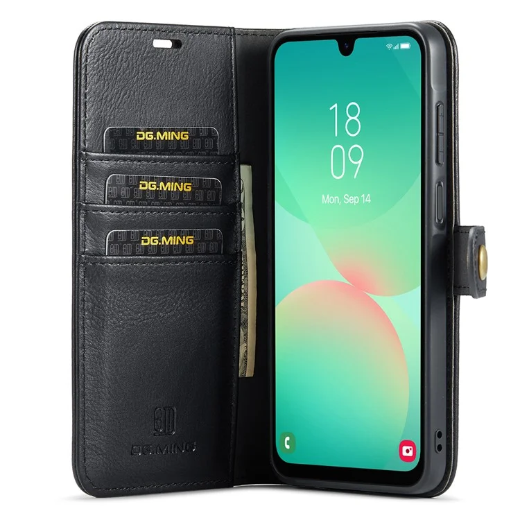 DG.MING for Samsung Galaxy A26 5G Case Detachable Split Leather Phone Cover - Black