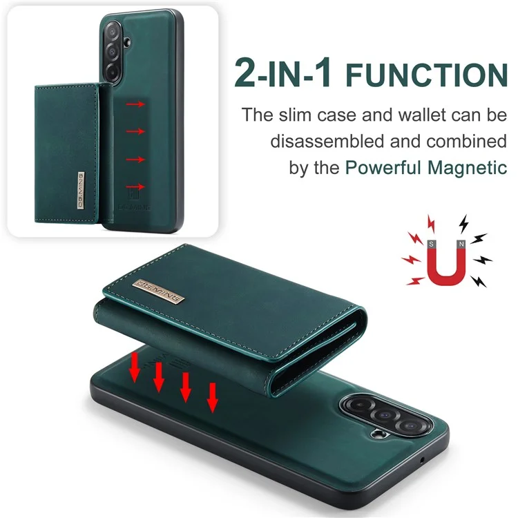DG.MING M1 Series for Samsung Galaxy A26 5G Case Kickstand PU Phone Cover with Detachable Wallet - Green