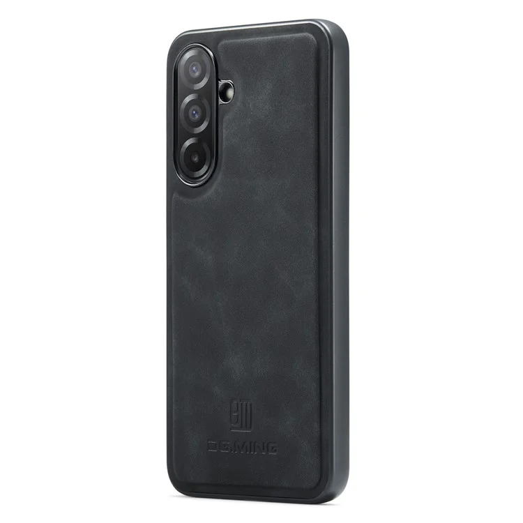 DG.MING For Samsung Galaxy A26 5G Case PU Leather Covered PC + TPU Hybrid Phone Shell - Black