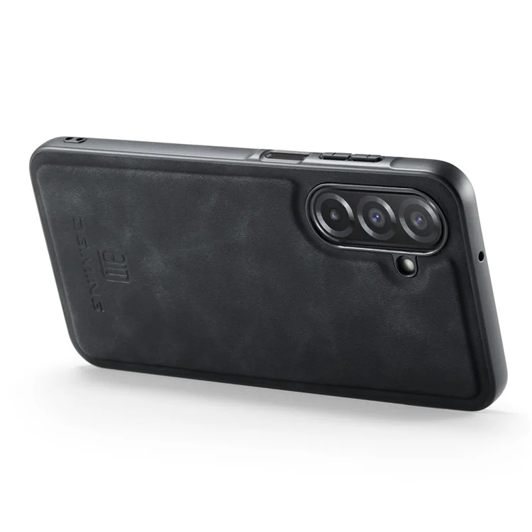 DG.MING For Samsung Galaxy A26 5G Case PU Leather Covered PC + TPU Hybrid Phone Shell - Black