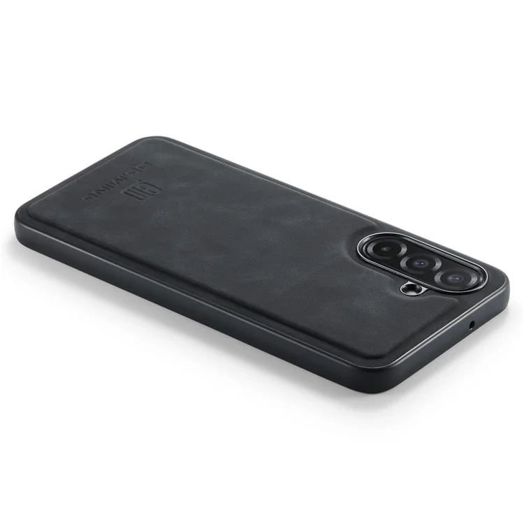 DG.MING For Samsung Galaxy A26 5G Case PU Leather Covered PC + TPU Hybrid Phone Shell - Black
