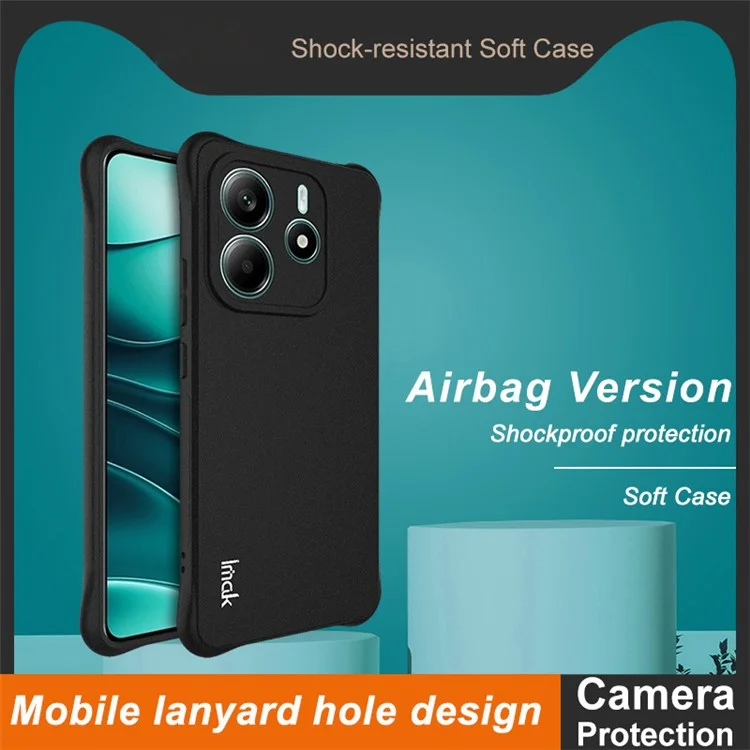 Étui IMAK pour Xiaomi Redmi Note 14 5G Coque de Protection TPU Antichoc avec Coussin d'Air - Noir Mat