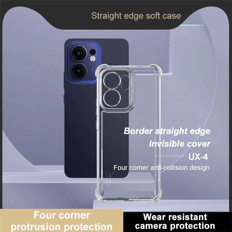 Capa IMAK UX-4 Series para Oppo Reno13 F 4G / 5G Proteção de Quatro Cantos à Prova de Impacto em TPU Transparente