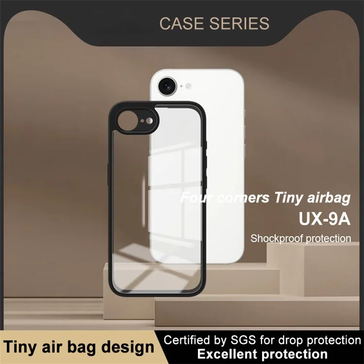Étui IMAK UX-9A pour iPhone 16e en TPU transparent avec coins renforcés